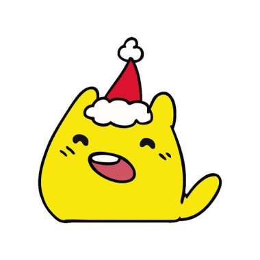 Kawaii kedisinin Noel karikatürünü çizmiş basit bir döngü animasyonu.