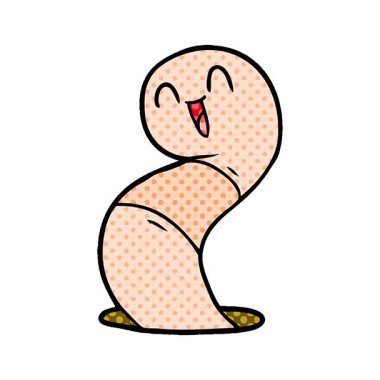 Basit bir çizgi film mutlu solucanı.