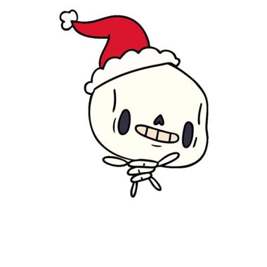 Kawaii iskeletinin Noel karikatürünü çizmiş basit bir döngü animasyonu.