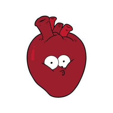 Basit bir döngü çizgi filmi şaşkın bir kalp.