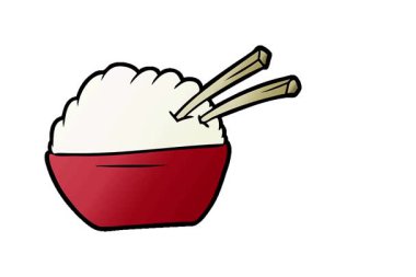 Basit bir çizgi film animasyonu pirinç kasesi.