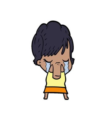 Ağlayan basit bir çizgi film kadını.