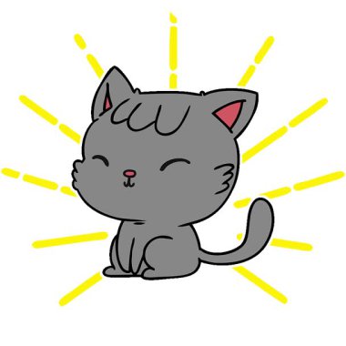 Şirin kawaii kedisinin basit bir çizgi film çizimi