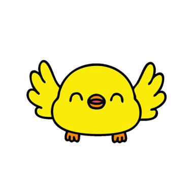 Yavru bir kuşun basit bir çizgi filmi.