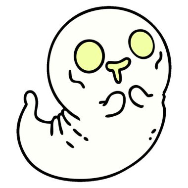 Tatlı, ürkütücü bir cadılar bayramı hayaletinin basit bir çizgi filmi.