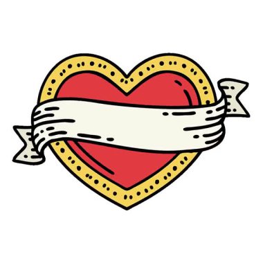 Geleneksel bir kalp ve bayrak şeklinde basit bir döngü dövmesi.