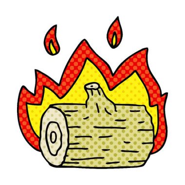 Basit bir çizgi roman tarzı çizgi film kamp ateşi döngüsü.