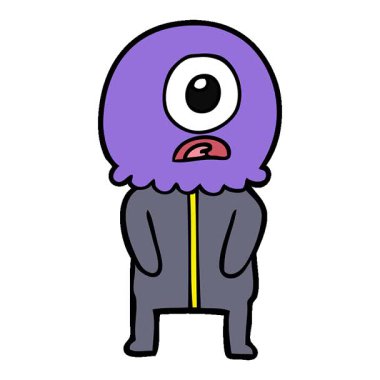 Basit bir döngülü çizgi film Tepegöz uzaylı uzay adamı