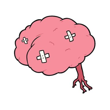 Basit bir döngü çizgi filmi yaralı beyin.