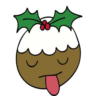 Basit bir döngü animasyon eli tuhaf bir çizgi film noel pudingi çizdi.