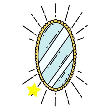 Geleneksel dövme stili parlak aynanın basit bir döngü canlandırması