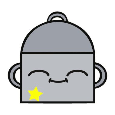 Basit bir yemek pişirme kabı çizgi filmi.