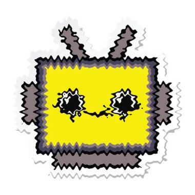 Sevimli bir robot kafasının basit bir döngü hareketli çıkartması.