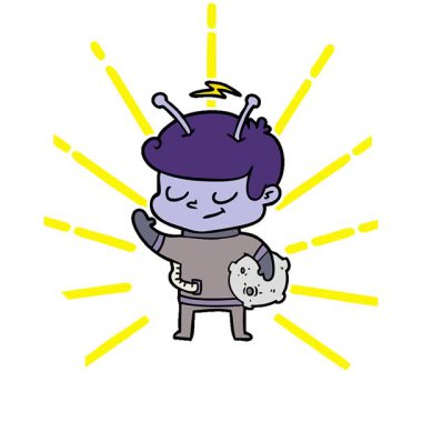 Meteor tutan basit bir çizgi film karakteri.