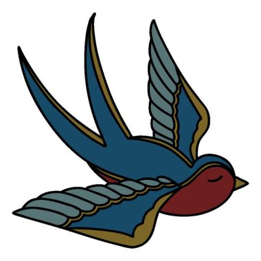 Geleneksel bir kırlangıç tarzında basit bir döngü dövmesi.