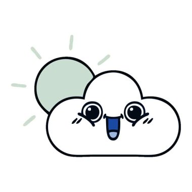 Basit bir döngü animasyon güneş ve bulut çizgi filmi.