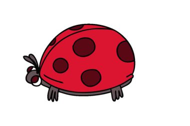 Basit bir döngü hareketli el çizimi. Tuhaf çizgi film uğur kuşu.