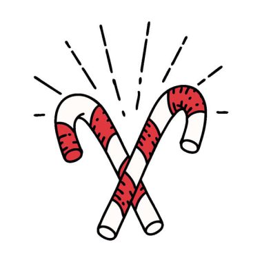 Geleneksel dövme stili baston şekerlerin basit bir canlandırması