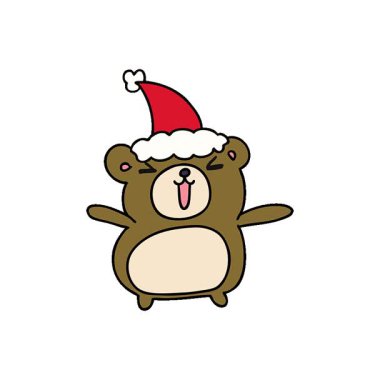 Kawaii ayısının Noel karikatürünü çizmiş basit bir döngü animasyonu.