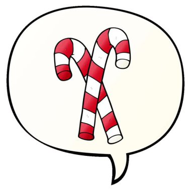 Basit bir döngü çizgi film şeker çubukları konuşma baloncuğu ile düz bir gradyan tarzı