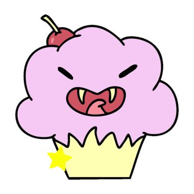 Ürkütücü bir cadılar bayramı vampir kekinin basit bir çizgi filmi.