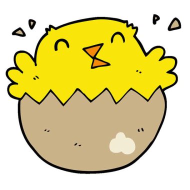 Basit bir çizgi film karakteri, yumurtadan çıkan civciv.