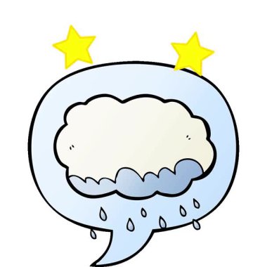 Basit bir döngülü çizgi film yağmur bulutu. Konuşma baloncuğu yumuşak eğimli.