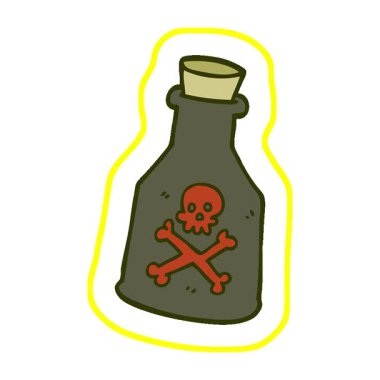 Basit bir çizgi film çizimi zehir şişesi.