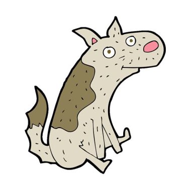 Oturan basit bir çizgi film karakteri.