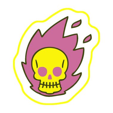 Basit bir döngü hareketli el çizimi tuhaf bir kafatası.