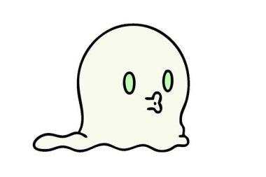 Ürkütücü bir hayaletin basit bir çizgi filmi.