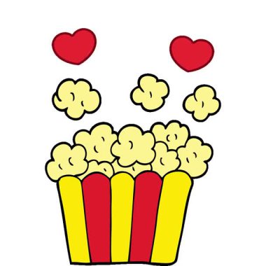 Basit bir çizgi film çizgi filmi karalama filmi patlamış mısır.