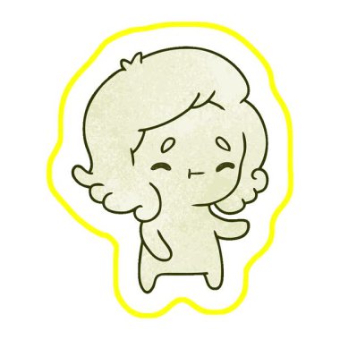 Kawaii şirin bir hayaletin basit bir çizgi film çizimi.