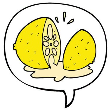 Basit bir döngü çizgi filmi limonu konuşma baloncuğuyla kesti