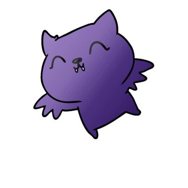 Basit bir kıvrımlı el yapımı çizgi film sevimli kawaii yarasası çizimi.