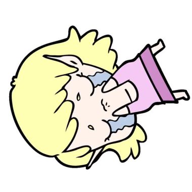 Basit bir çizgi film karakteri ağlayan elf kızı.