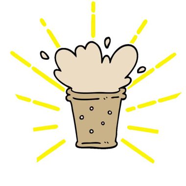 Basit bir döngü hareketli el çizimi karikatür tarzı köpüklü içecek.