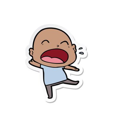 Basit bir çizgi film çıkartması kel adam diye bağırıyor.