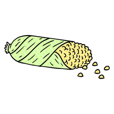 Basit bir döngü çizilmiş el çizimi koçanına taze mısır karalaması