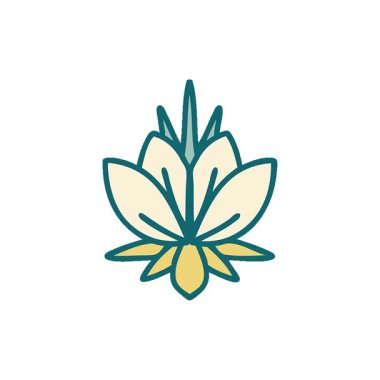 Bir nilüfer çiçeğinin basit bir ikonik dövme görüntüsü