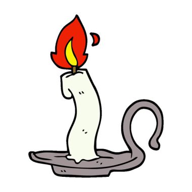 Basit bir çizgi film çizgi romanı yanan mum.