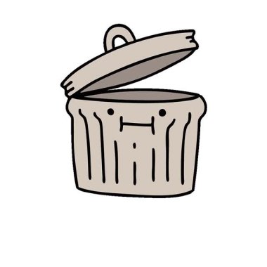 Metal bir çöp kutusunun basit bir çizgi filmi.