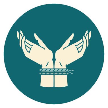 Bir çift bağlanmış elin basit bir döngü ikonik dövme görüntüsü