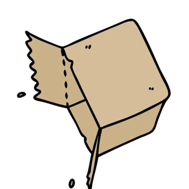 Basit bir döngü animasyonu çizilmiş tuhaf bir çizgi film kutusu açık