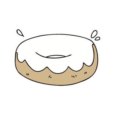 Basit bir döngü hareketli el çizimi karikatür buzlu çörek.