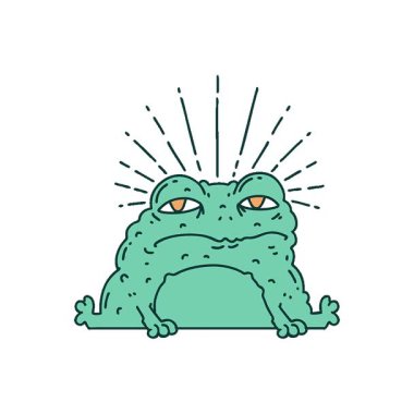 Geleneksel dövme stili kurbağa karakterinin basit bir döngü canlandırması