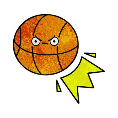 Basit bir döngü animasyon retro grunge desenli basketbol çizgi filmi.