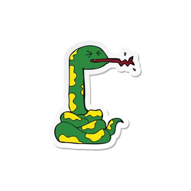 Çizgi filmin tıslayan yılanının basit bir çizgi film çıkartması.