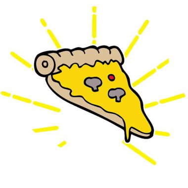 Basit bir çizgi film çizgi filmi karalama pizza dilimi.