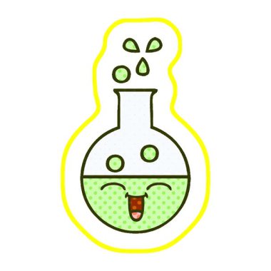 Bir test tüpünün basit bir çizgi roman tarzı çizgi filmi.